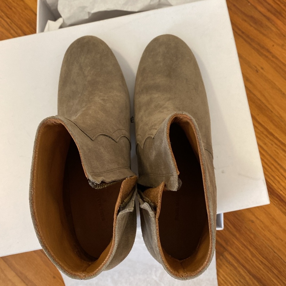 Isabel Marant Dicker Suede Western Ankle Bootie in Taupe - Picture 8 of 12